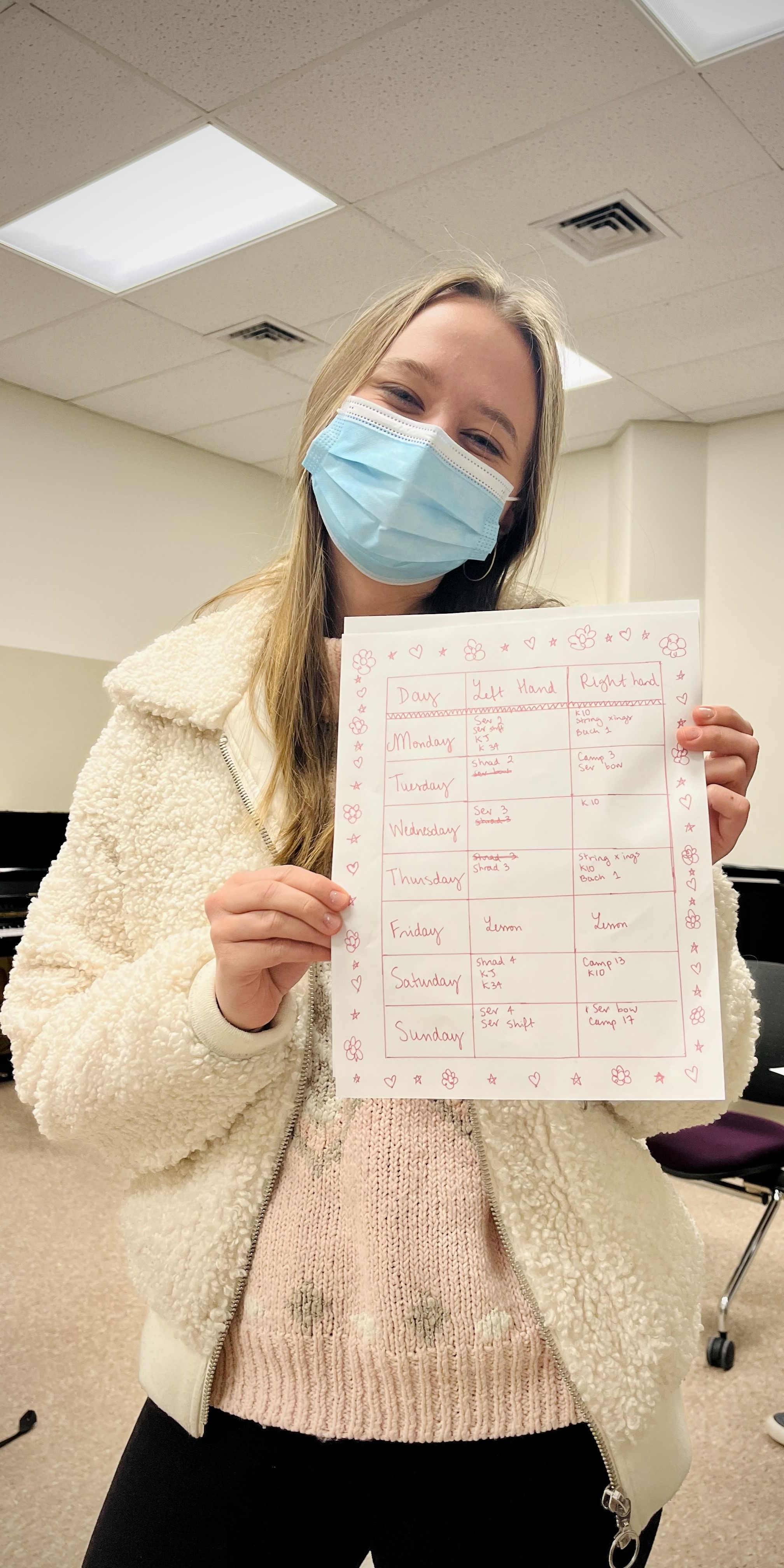 A student with a weekly practice plan